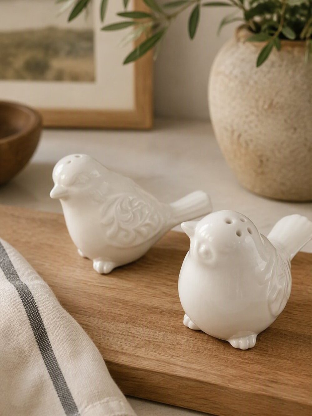 Vintage White Ceramic Bird Salt and Pepper Shakers - Pier1